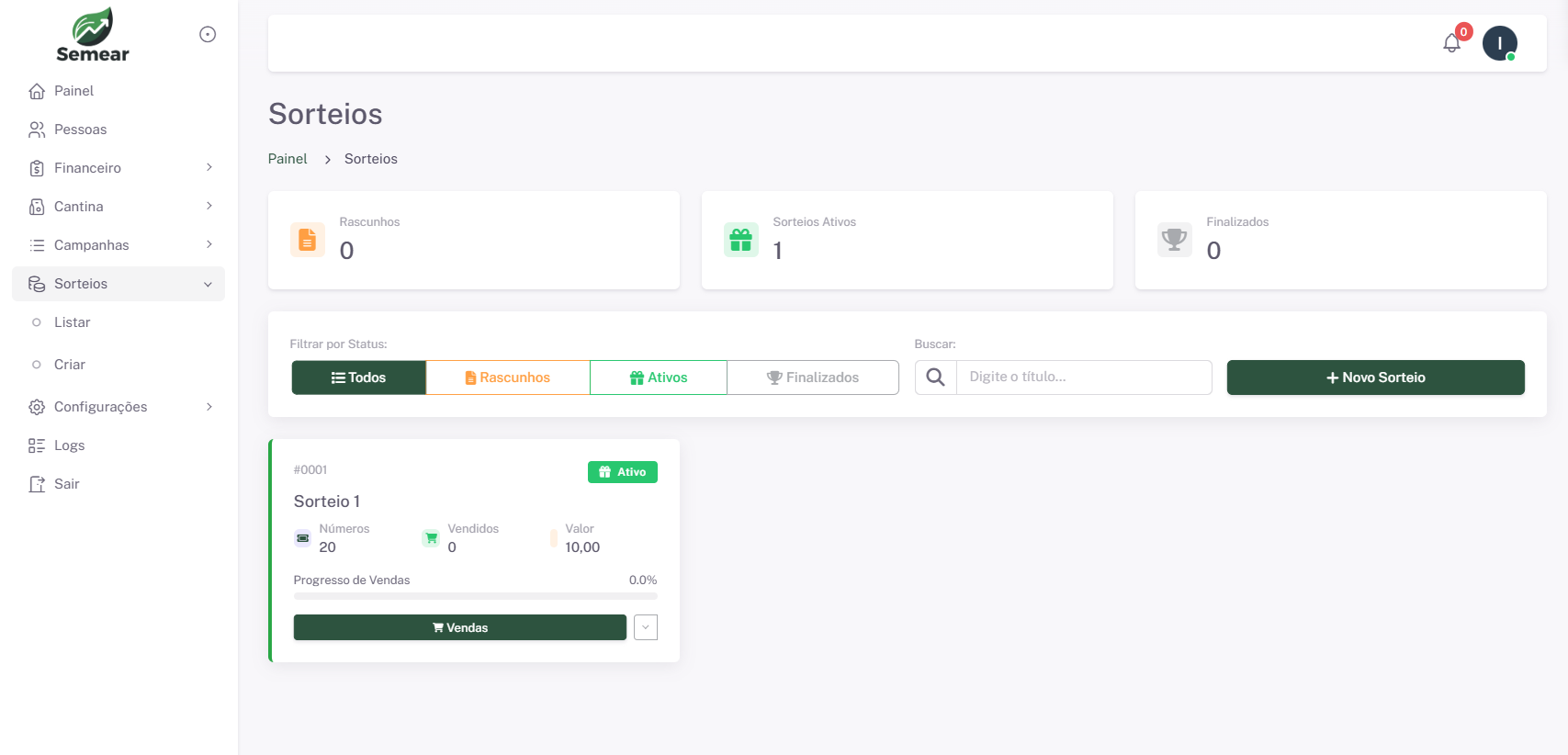 Sorteios e Campanhas